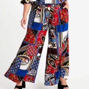 Ashley Stewart Bandana Smocked Waist Palazzo Pant